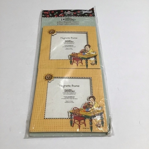 Mary Engelbreit 2 Mini Magnetic Photo Frames 3.5x3.5" Fridge Sunflowers 2007 NEW - Picture 9 of 10